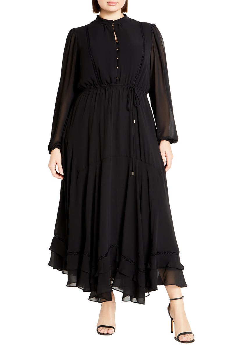 City Chic Yasmin Long Sleeve Maxi Dress, Main, color, 
