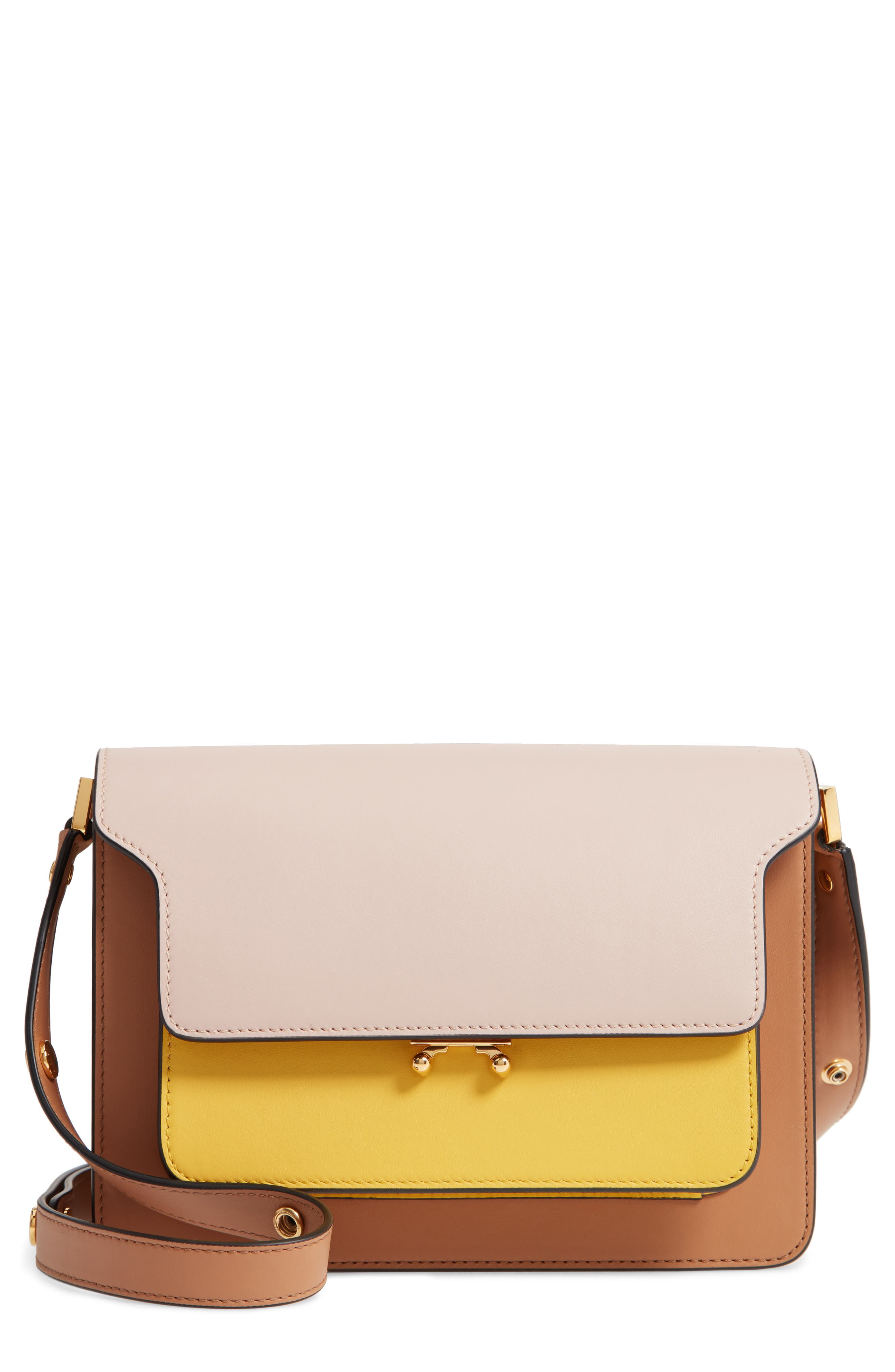 Marni Trunk Colorblock Leather Shoulder Bag, Main, color, 