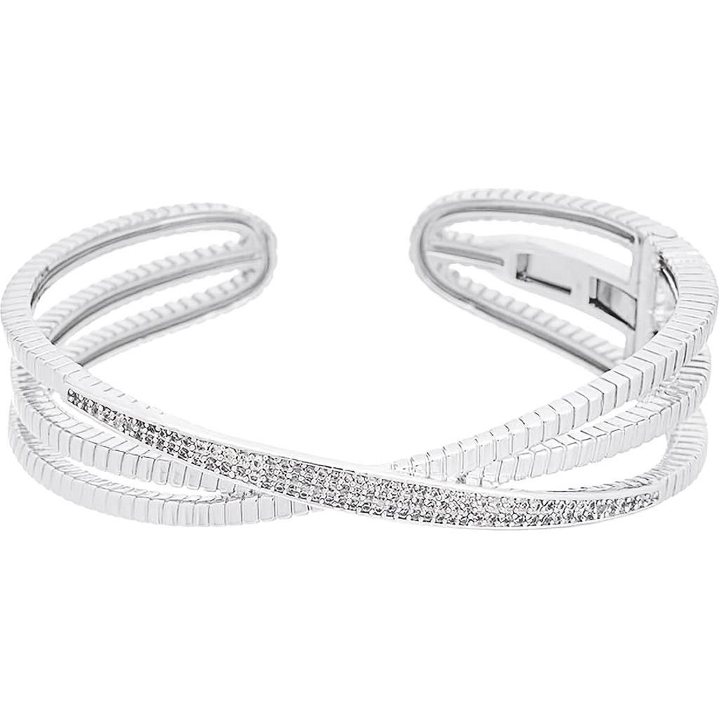 Juvell Cubic Zirconia Hinged Cuff Bracelet In Silver