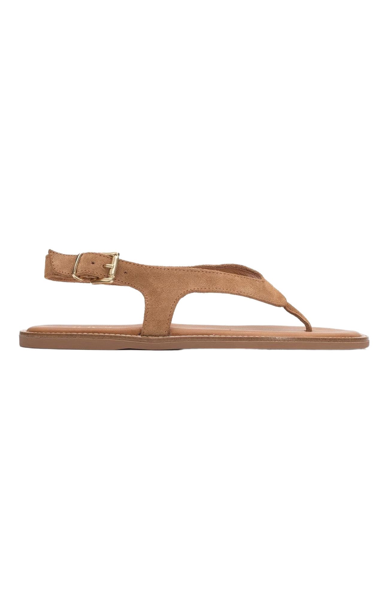Belinda Leather Thong Sandals, Alternate, color, Cognac Brown Suede Leather