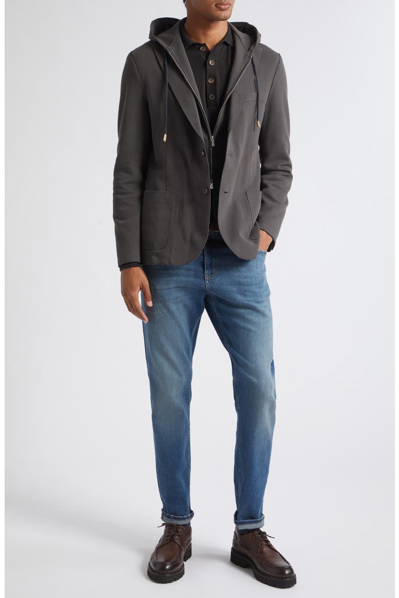 Slim Fit Piqué Sport Coat with Removable, Hooded Bib, Alternate, color, 22N BLACK