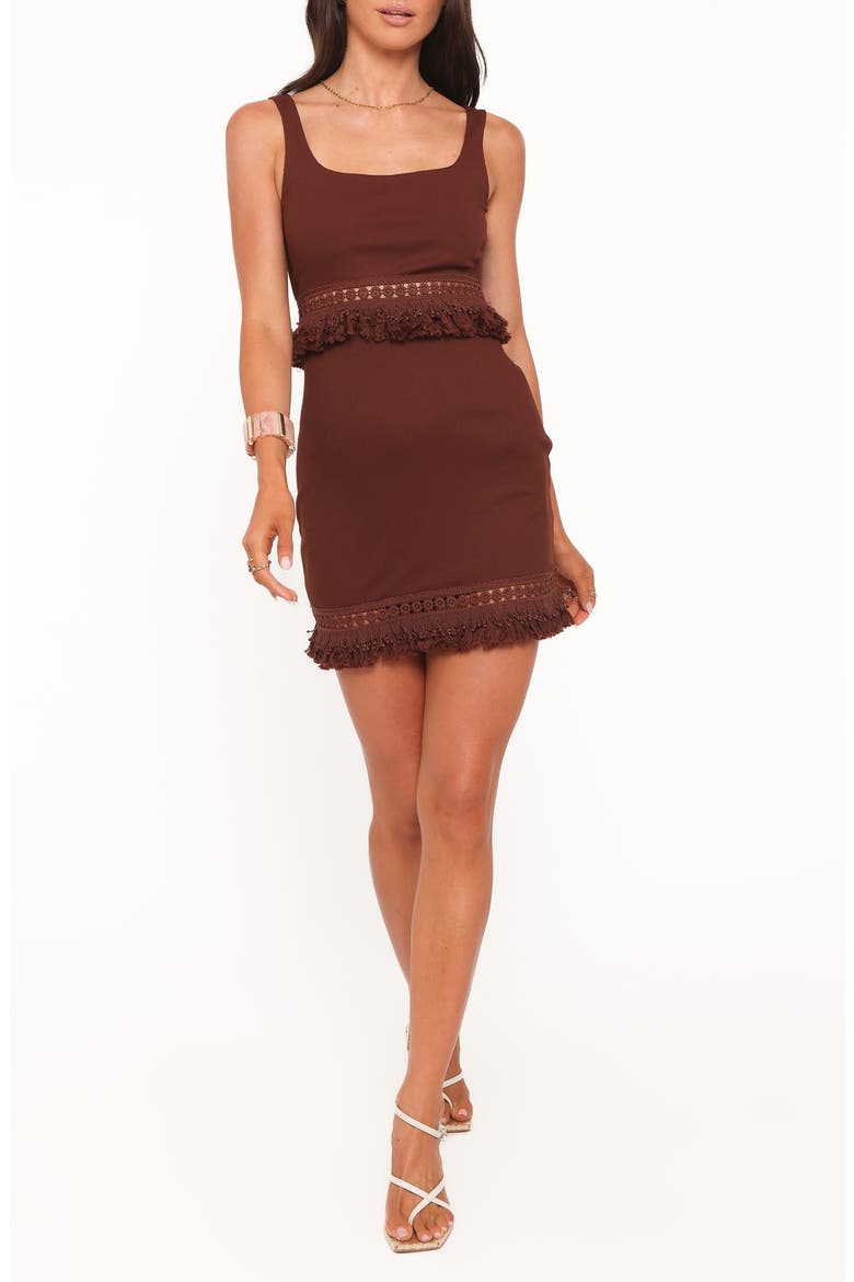 Tula Fringe Sleeveless Minidress, Main, color, DARK BROWN