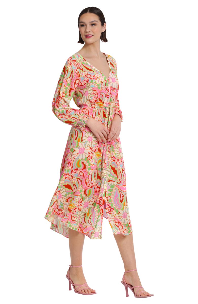 DONNA MORGAN FOR MAGGY Floral Long Sleeve Button Front Maxi Dress, Alternate, color, 