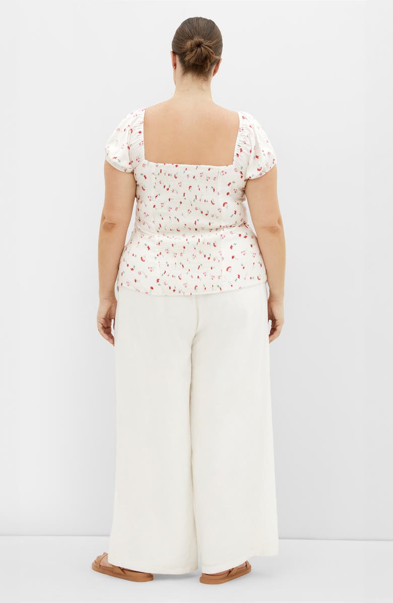 City Chic Daydreamer Print Puff Sleeve Top, Alternate, color, Ivory Bliss