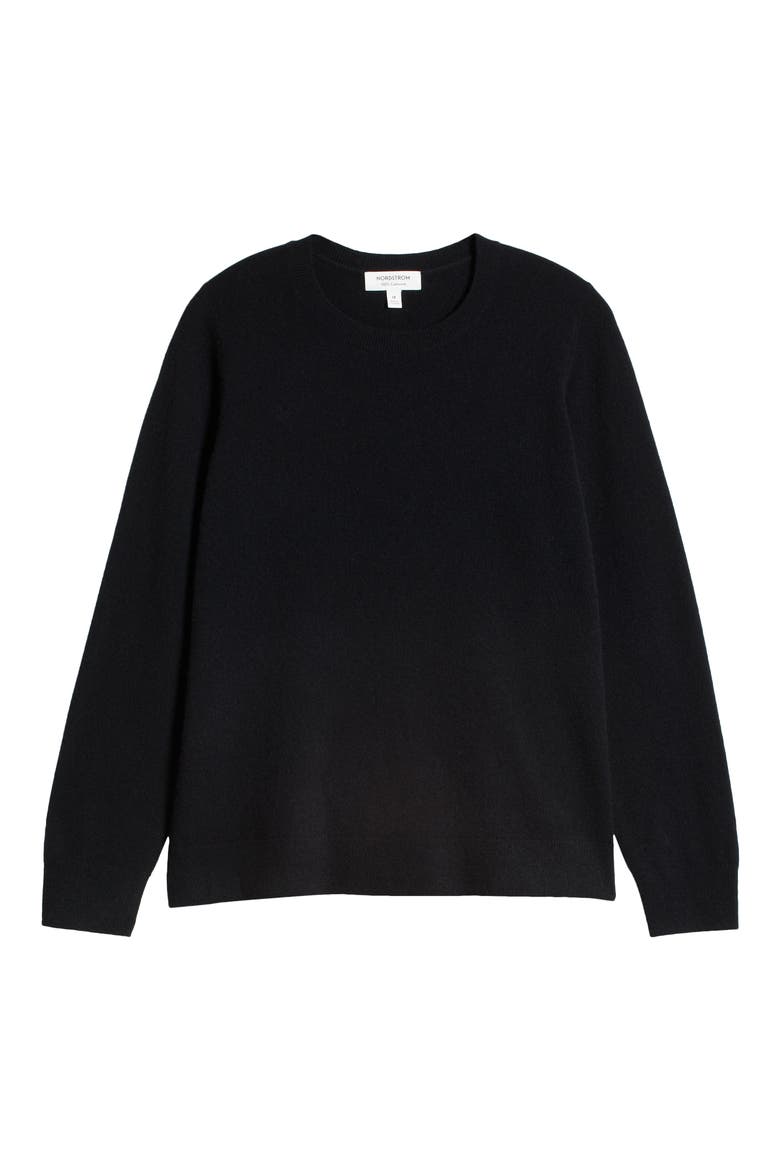 Cashmere Crewneck Sweater, Alternate, color, BLACK ROCK