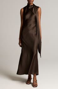Vince Draped Scarf Tie Sleeveless Dress