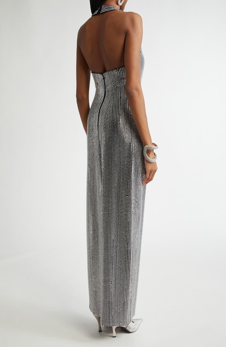 Area Crystal Embellished Halter Gown, Alternate, color,
