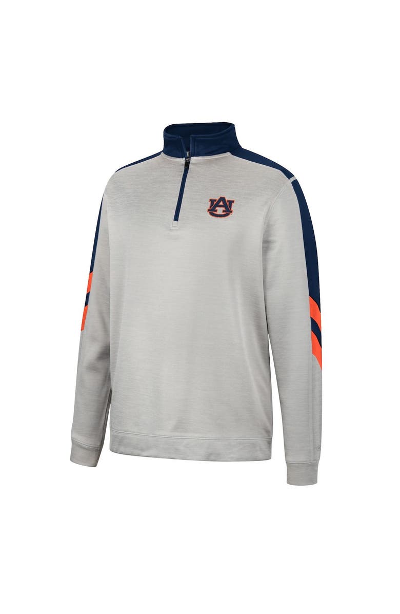 COLOSSEUM Men's Colosseum Gray/Navy Auburn Tigers Bushwood Fleece Quarter-Zip Jacket, Alternate, color, 