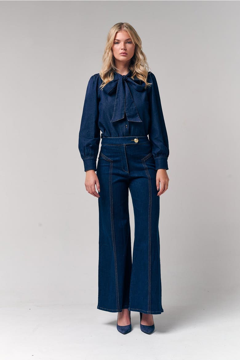 High Waisted Wide Leg Jeans, Alternate, color, Dark Blue
