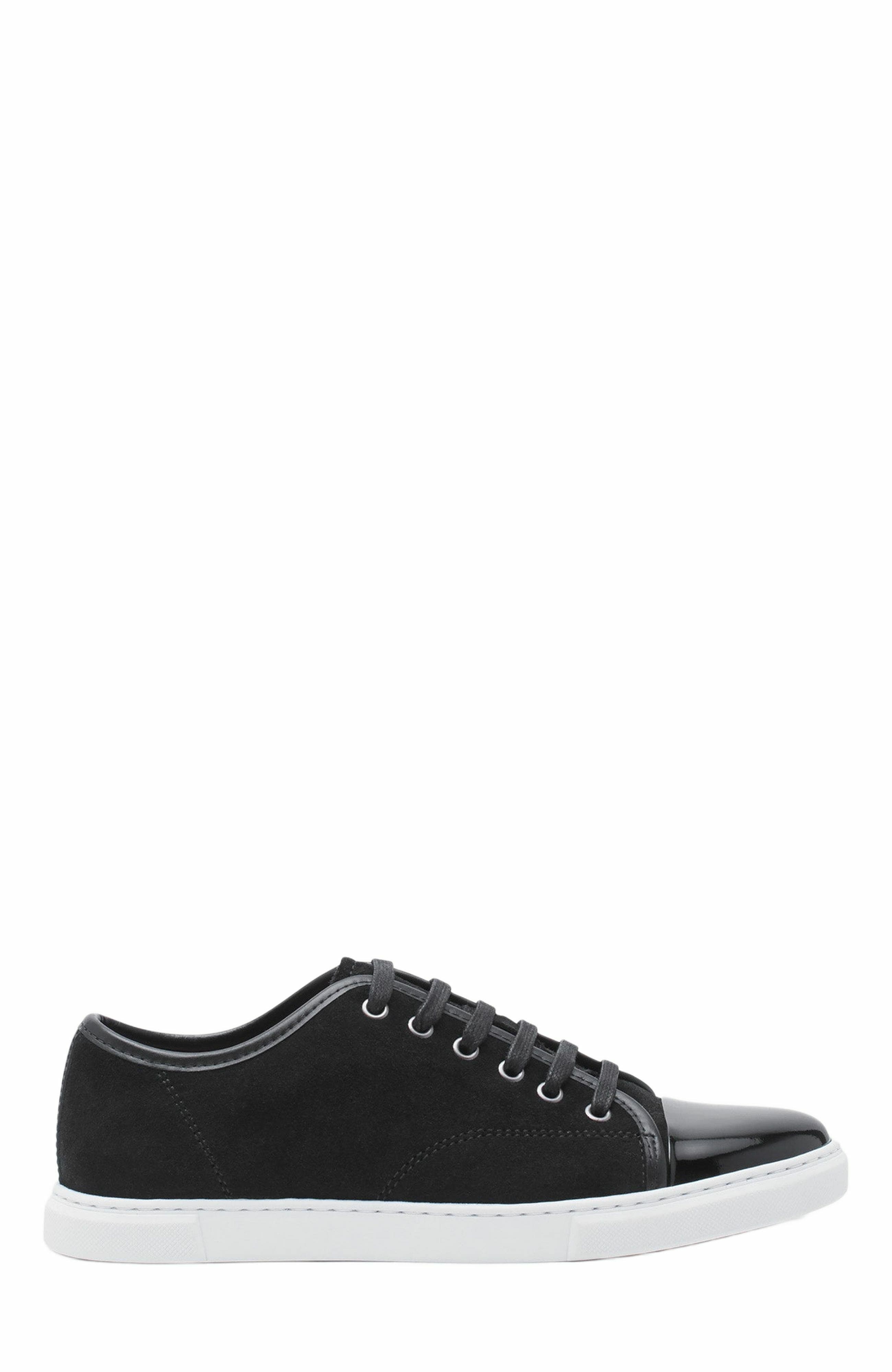 Lanvin DBB1 SNEAKERS IN SUEDE AND PATENT LEATHER, Main, color, Black