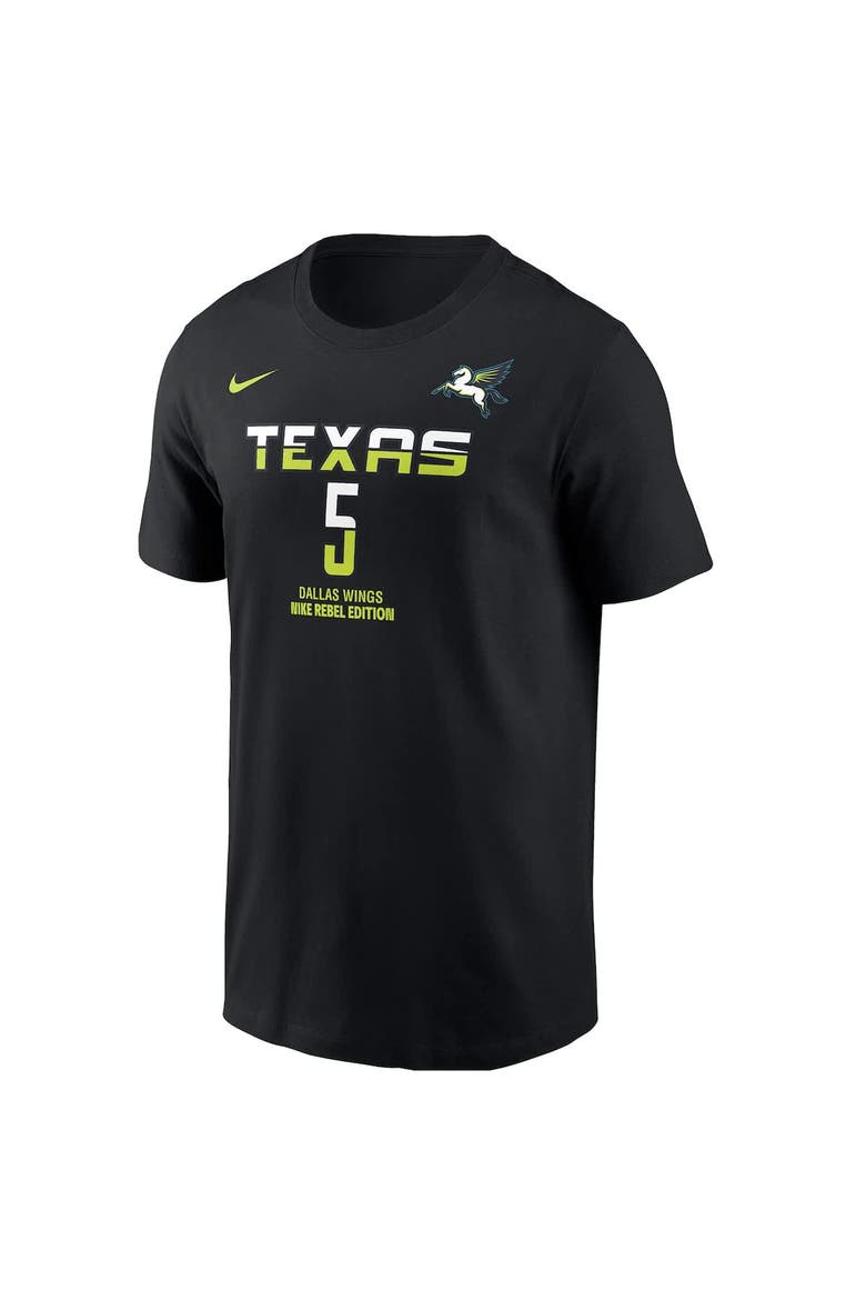 Men's Nike Paige Bueckers Black Dallas Wings 2025 WNBA Draft Rebel Edition Name & Number T-Shirt, Alternate, color, Black