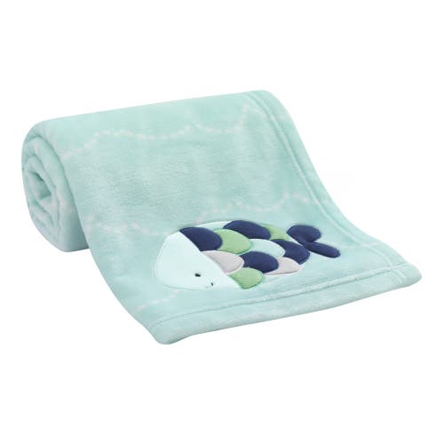 Lambs & Ivy Oceania Nautical Fish Luxury Coral Fleece Baby Blanket In Blue
