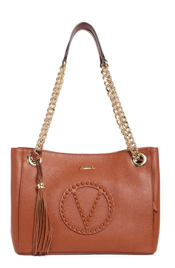 Valentino By Mario Valentino Luisa Rock Leather Tote Bag In Brown