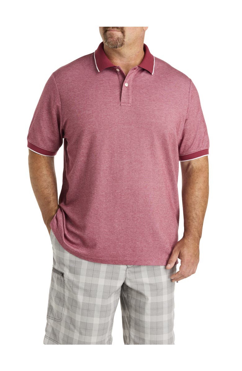 Harbor Bay by DXL Big & Tall Oxford Tipped Polo Shirt, Main, color, Burnt Russet