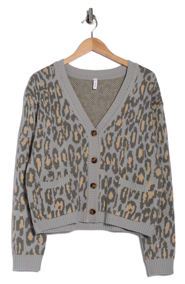 WISHLIST Leopard Cardigan, Main, color, Grey