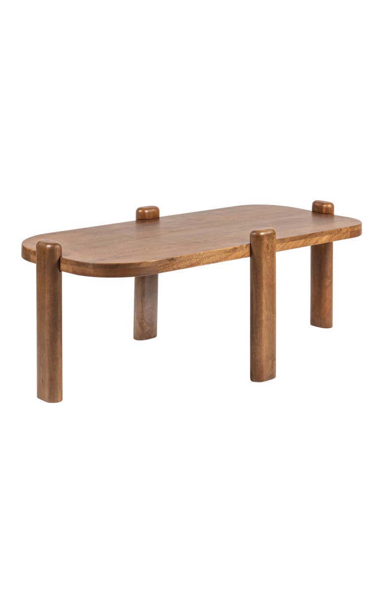 Storied Home Pill-Shaped Mango Wood Coffee Table, Main, color, Brown