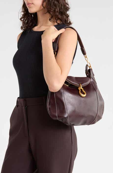 Daria Metal Pendant Faux Leather Hobo Bag
