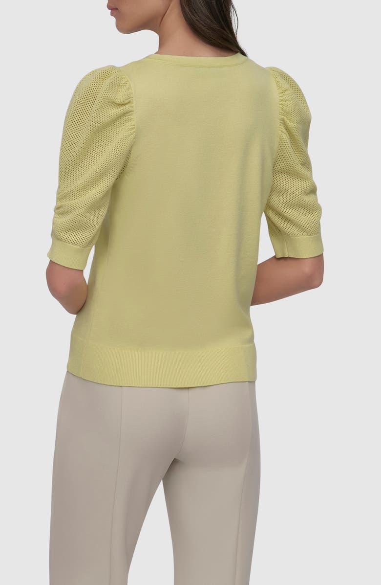 DKNY Puff Sleeve V-Neck Sweater, Alternate, color, Light Lemon