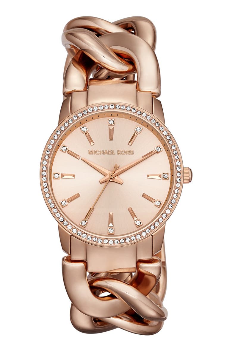 'Lady Nini' Chain Link Bracelet Watch, 35mm, Main, color, ROSE GOLD