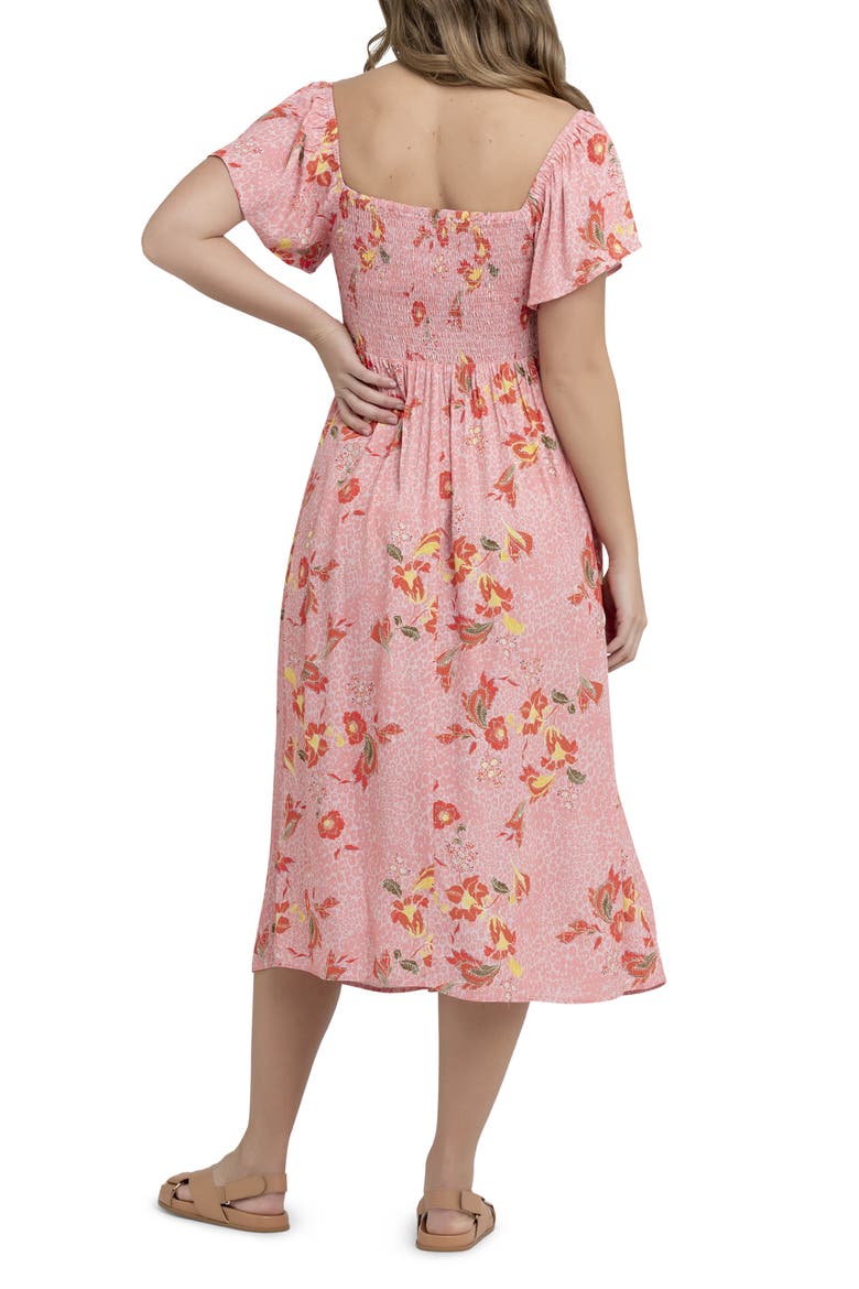Libby Floral Print Smocked Maternity Dress, Alternate, color, PINK