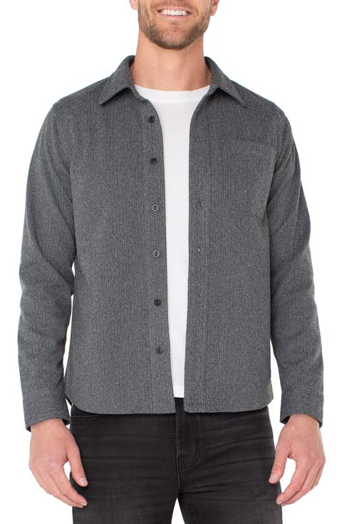 Herringbone Knit Button-Up Shirt