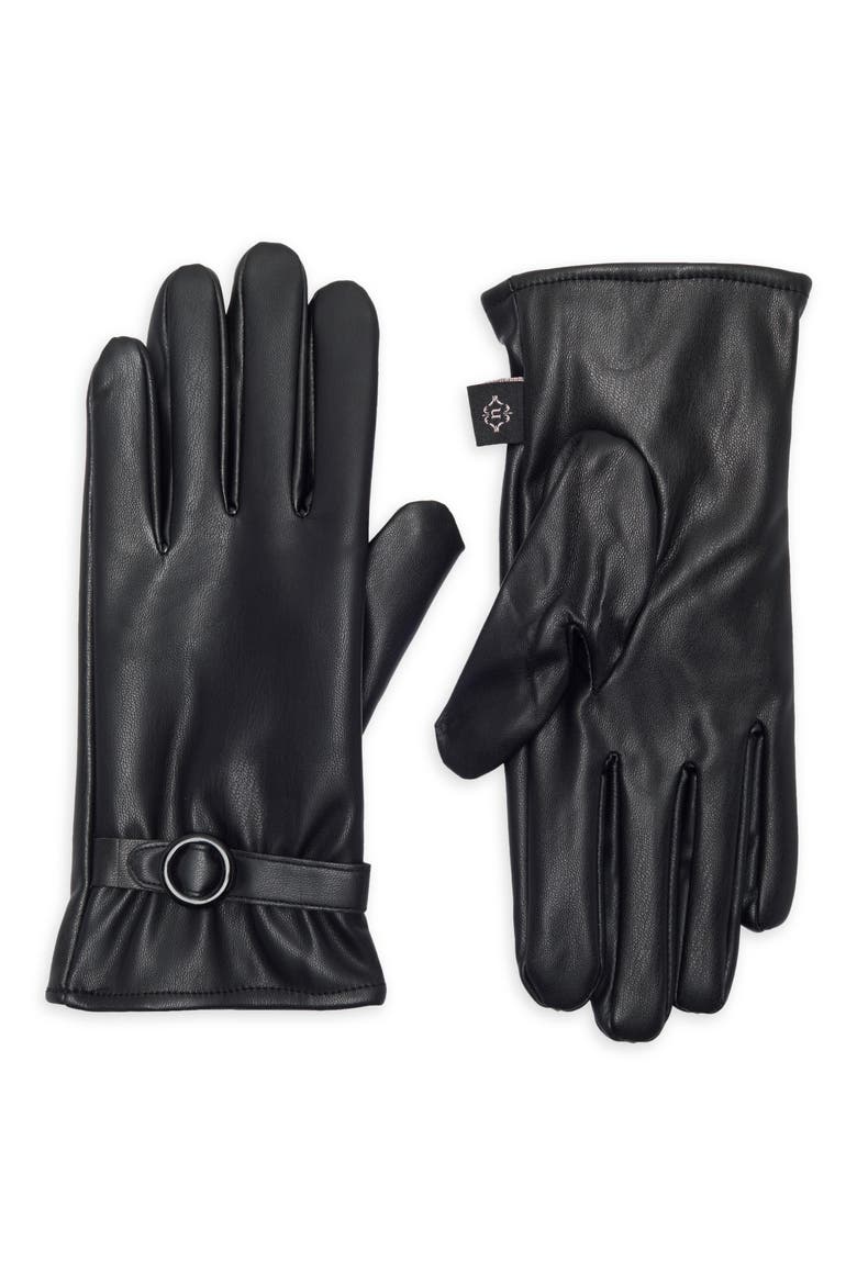 Tech Buckle Strap Gloves, Main, color, BLACK