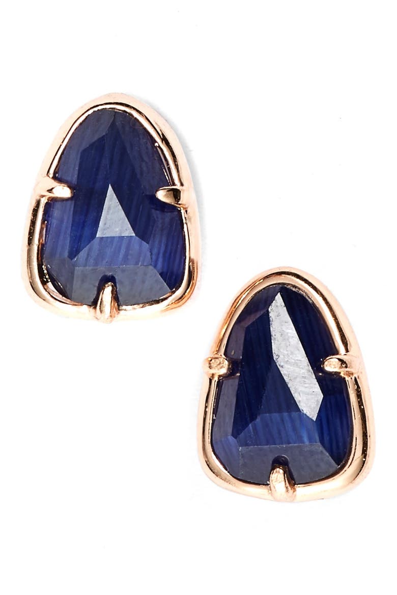 'Hazel' Stud Earrings, Main, color, ROSE GOLD/ NAVY
