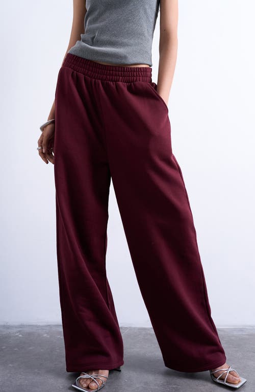 Topshop Straight Leg Sweatpants In Burgundy