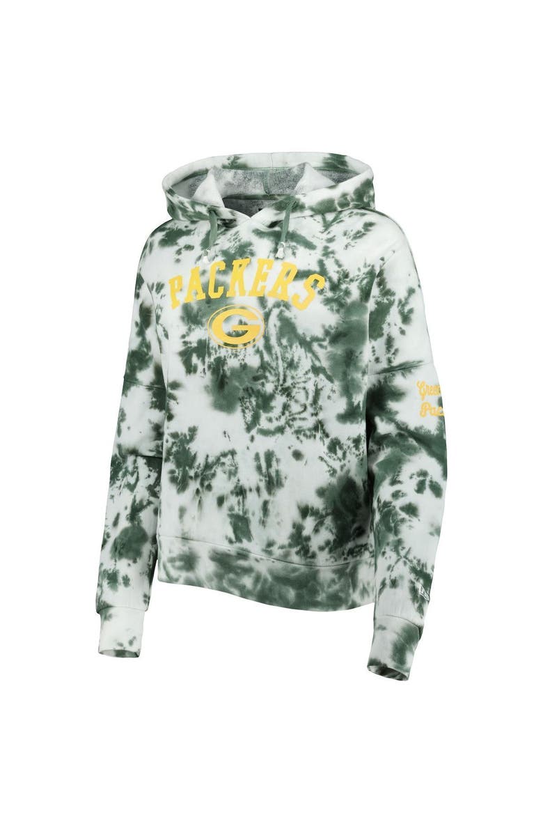 New Era Women's New Era Green Green Bay Packers Cloud Dye Fleece Pullover Hoodie, Alternate, color, Green