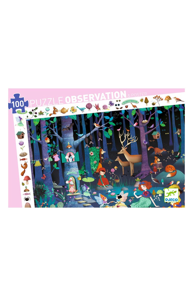 Djeco Observation Enchanted Forest 100-Piece Puzzle, Alternate, color, Multi