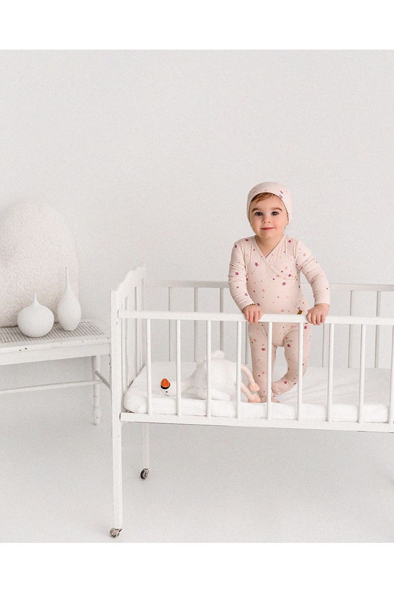 2 Piece Set Star-Pattern Footie and Beanie, Alternate, color, Blue Bell