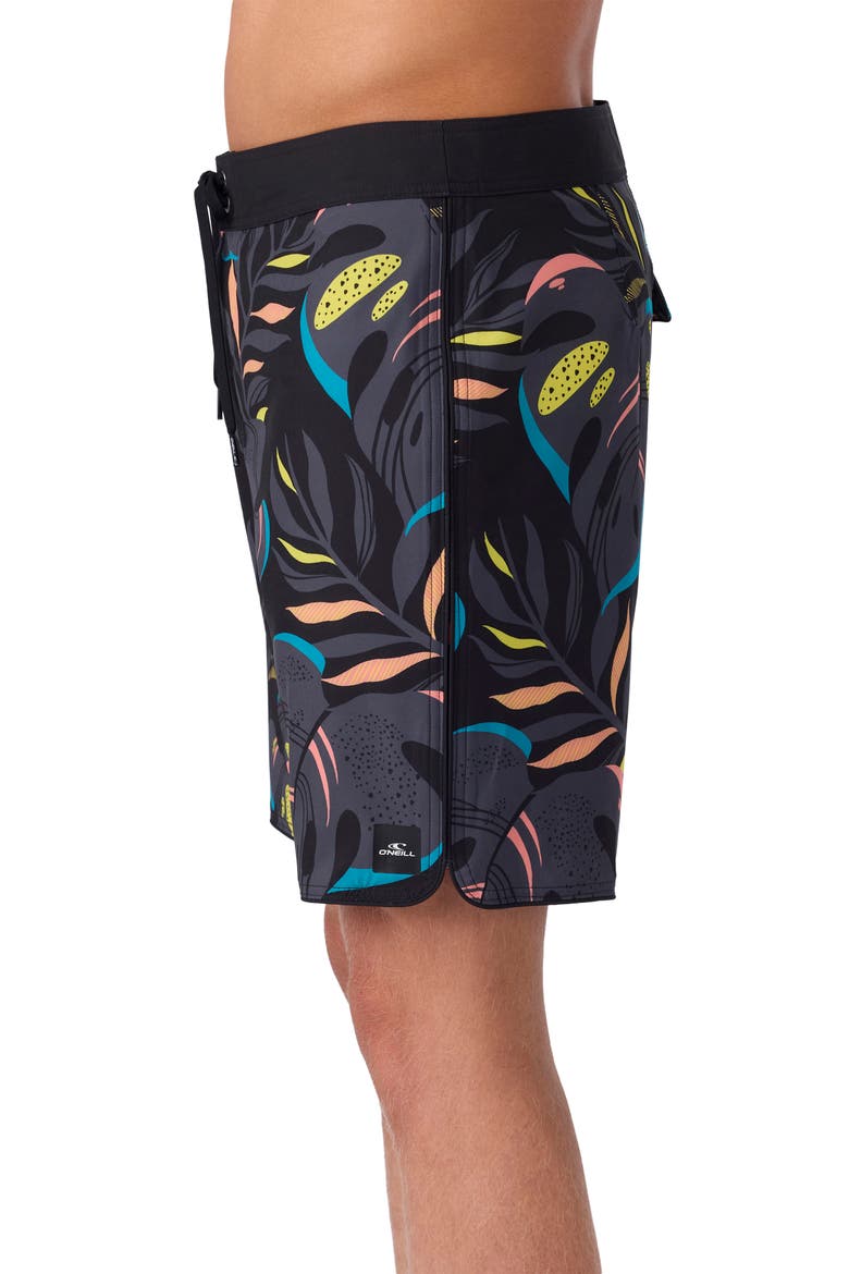 Hyperfreak Mysto Scallop Swim Trunks, Alternate, color, BLACK LEAVES