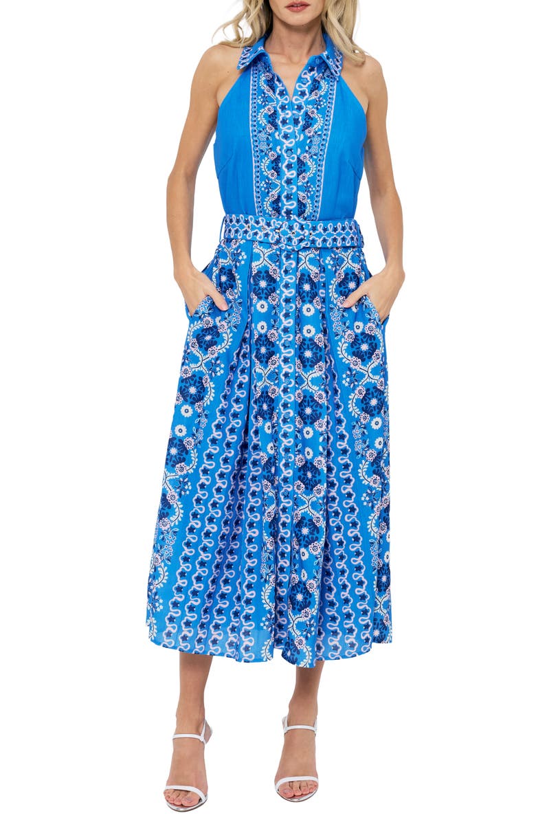 CIEBON Leena Belted Shirtdress, Alternate, color, Blue Multi