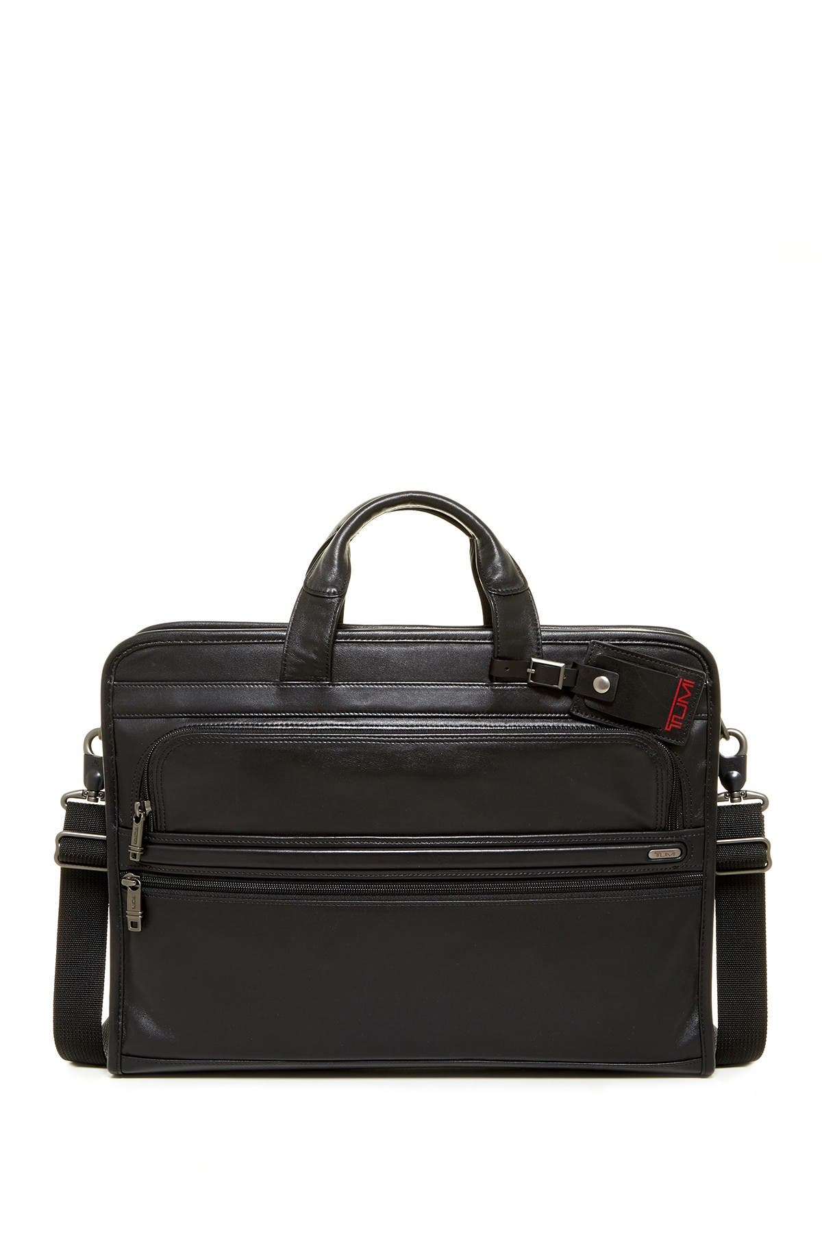 TUMI Alpha Slim Large Screen Computer Portfolio Leather Briefcase, Main, color, 