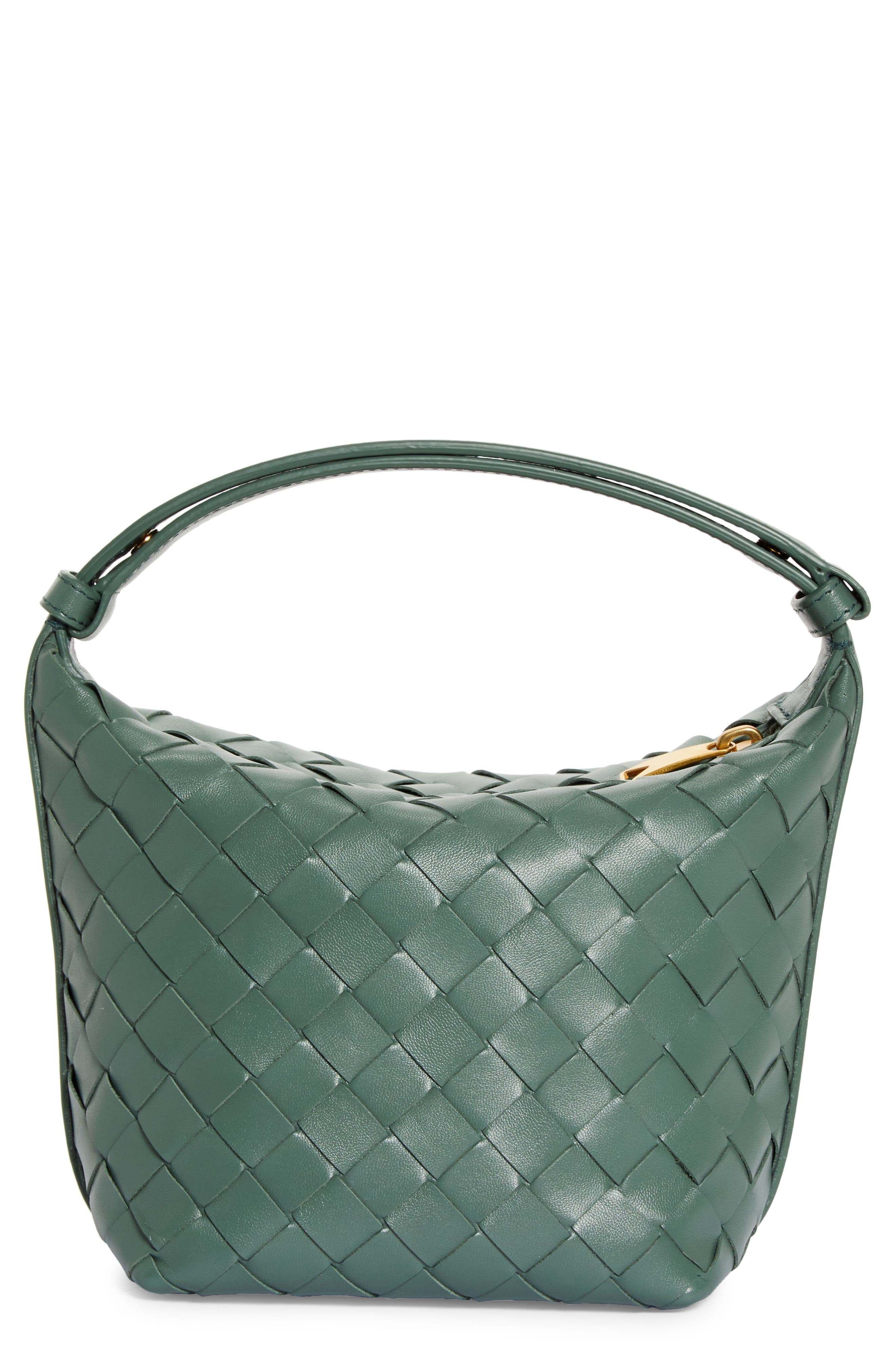 Candy Wallace Intrecciato Handheld Pouch, Main, color, ALOE/ GOLD