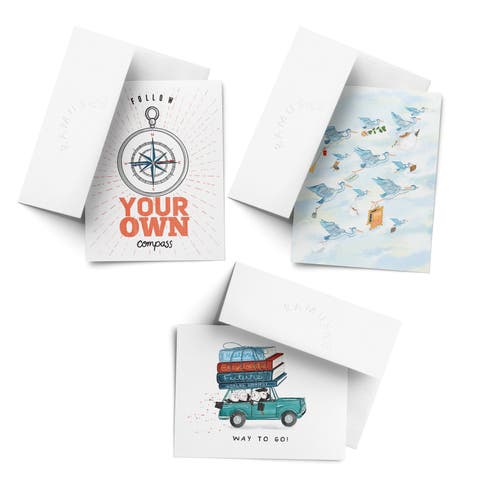 Celebration/Graduation Greeting Card Pack Sets (3 ct, Assorted) Graduated Owls, Follow Your Own Compass, Bird Migration
