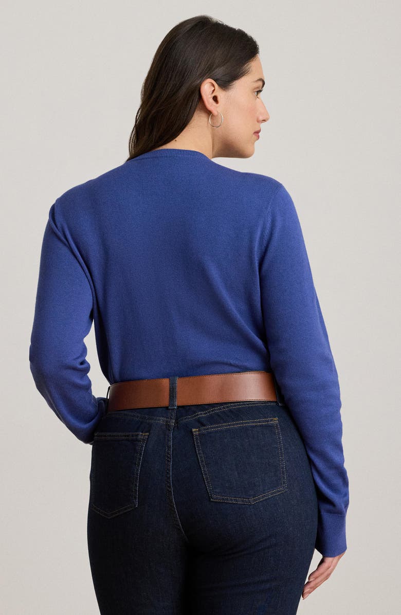 Lauren Ralph Lauren Cotton Blend Crewneck Sweater, Alternate, color, Charter Blue