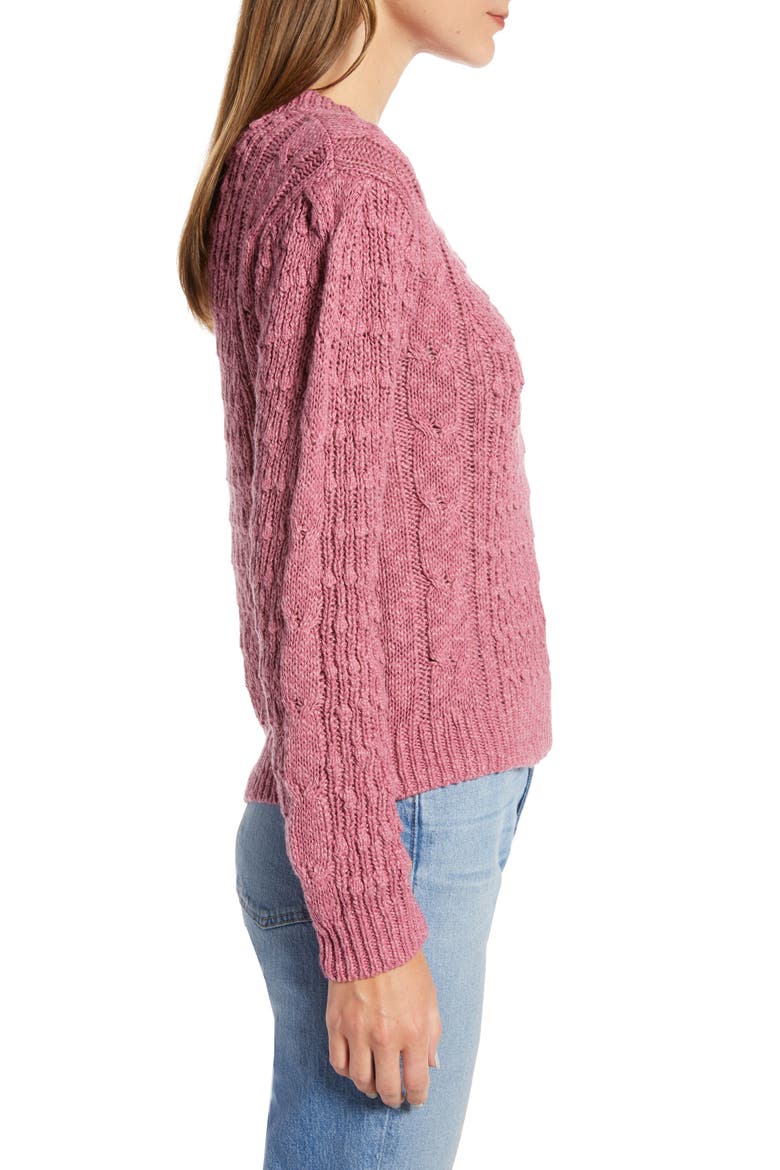 Cable Sweater (Nordstrom Exclusive), Alternate, color, PINK HEATHER