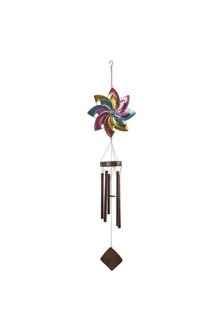 59 Inch Multicolor Spring Technicolor Spinner Chime with Bells and Wind Chimes for Outdoor Decor, Main, color, Multicolored
