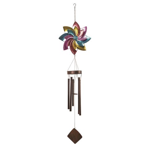 59 Inch Multicolor Spring Technicolor Spinner Chime with Bells and Wind Chimes for Outdoor Decor