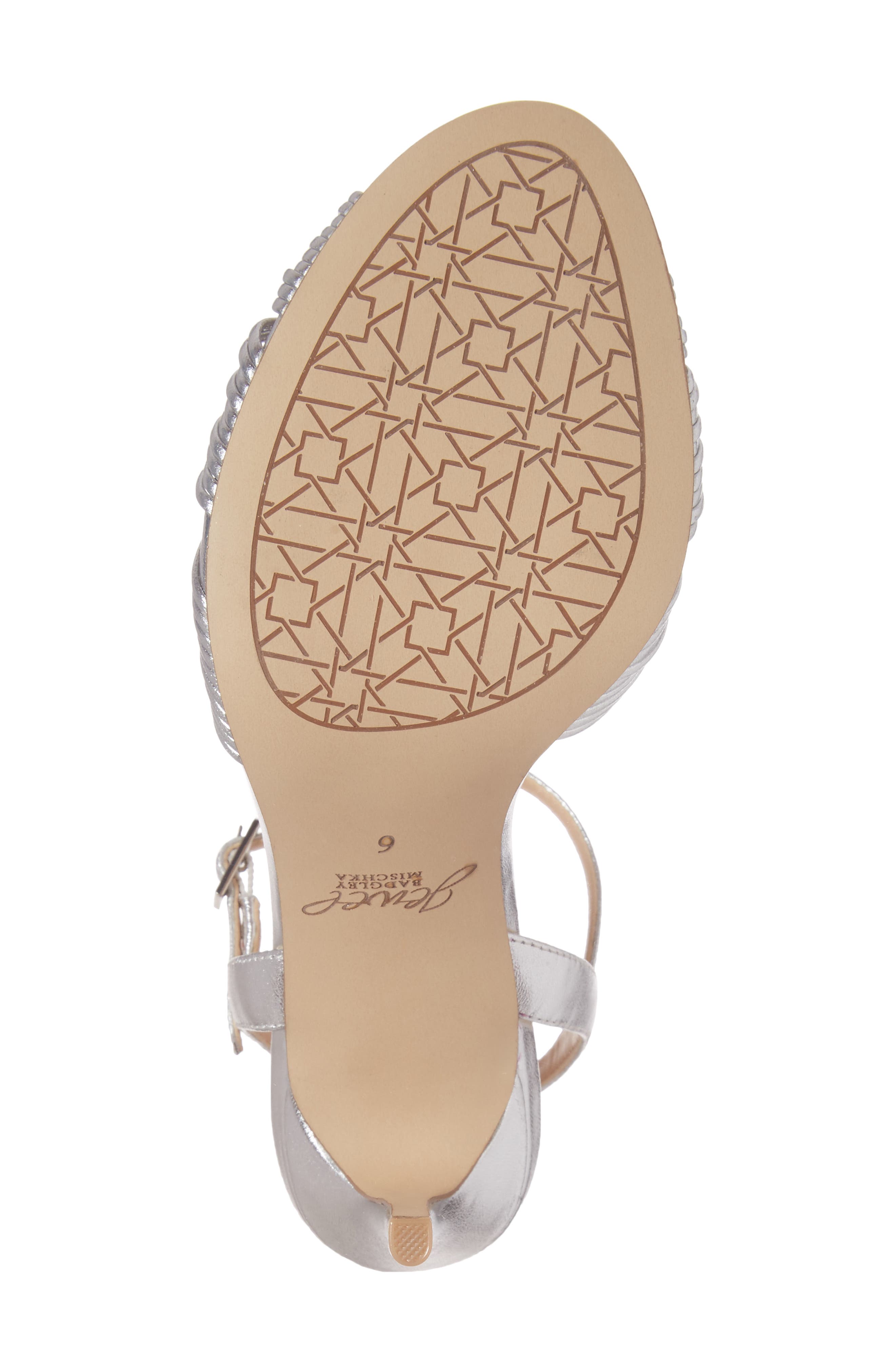 Lady Ankle Strap Sandal, Alternate, color, SILVER LEATHER