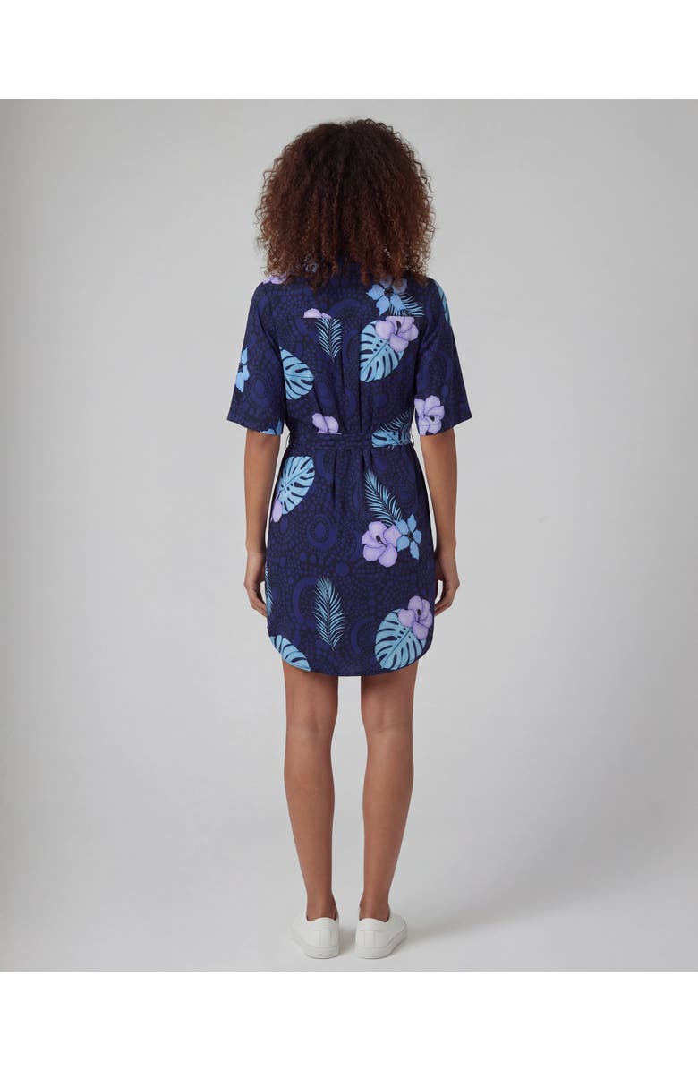 Lords of Harlech Tropical Fantasy Womens Wrap Shirt Dress, Alternate, color, Tropical Fantasy Navy