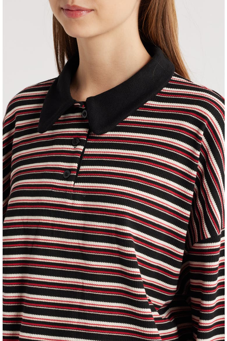 Rugby Stripe Long Sleeve Polo Shirt, Alternate, color, ONYX MULTI