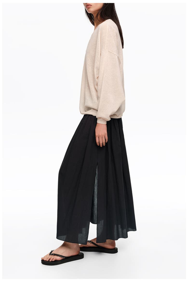 A-Line Maxi Slit Skirt, Alternate, color, BLACK