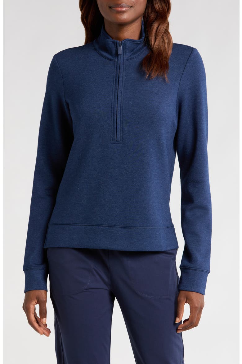 Shadow Mirage Half Zip Pullover, Main, color, HEATHER NAVY