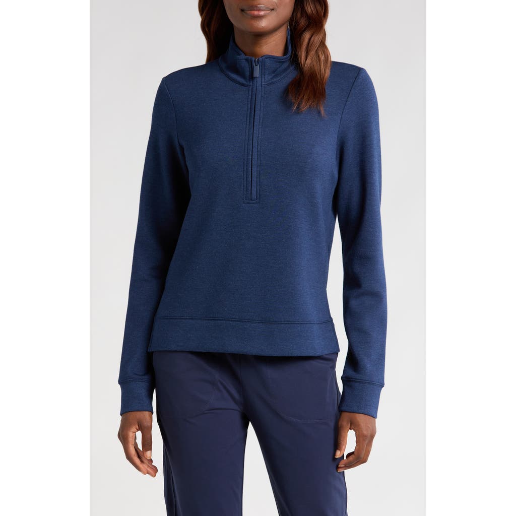 TravisMathew Shadow Mirage Half Zip Pullover in Heather Navy