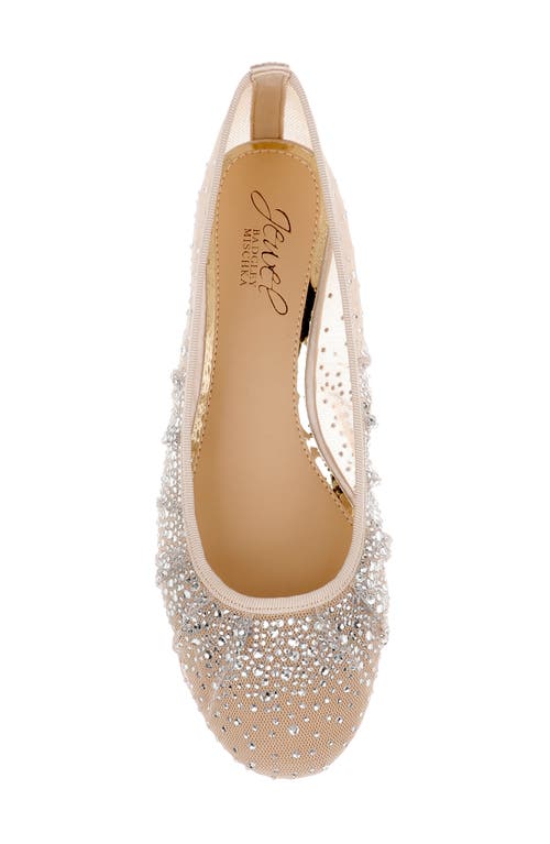 Jewel Badgley Mischka Nuala Embellished Flat In Beige/mesh