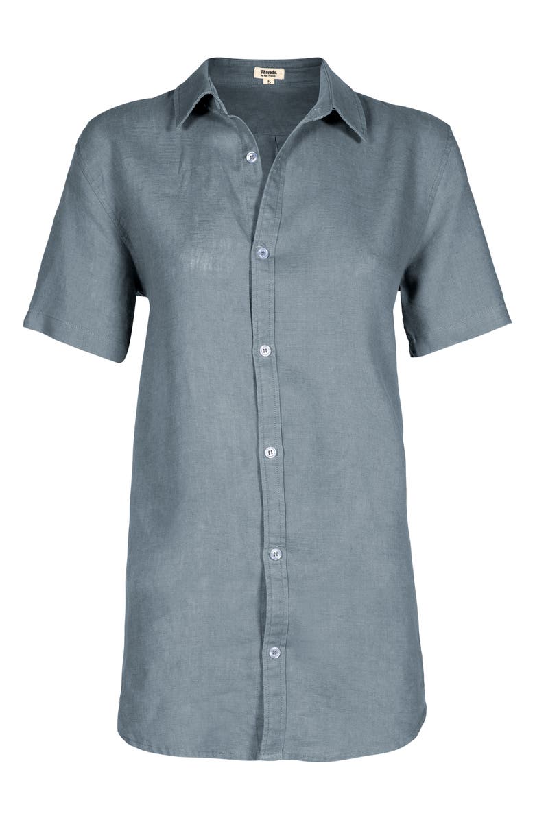 Bed Threads Short Sleeve Linen Button-Up Shirt, Alternate, color, 