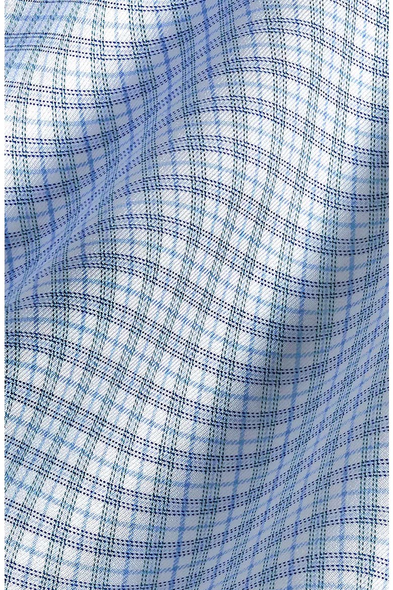 Trim Fit Twill Check Dress Shirt, Alternate, color, SKY/ PETROL