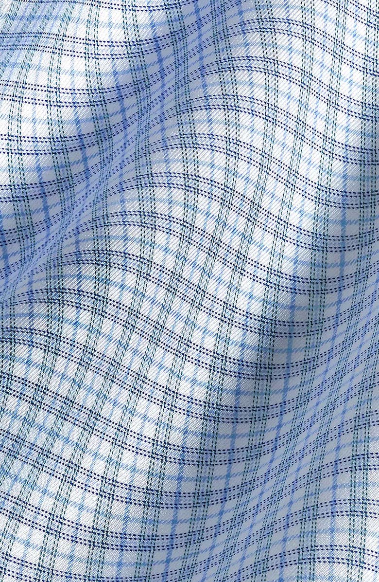 David Donahue Trim Fit Twill Check Dress Shirt, Alternate, color, Sky/ Petrol